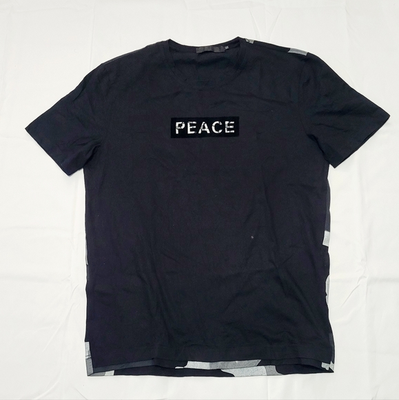 Unbranded Other - Men's Black Peace Graphic Crew-Neck Short Sleeve T-Shirt Vtg